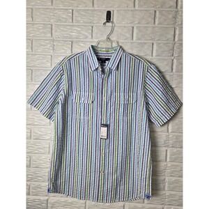 Cremieux Classics short sleeve shirt Men's size Medium Seersucker Button up NWT